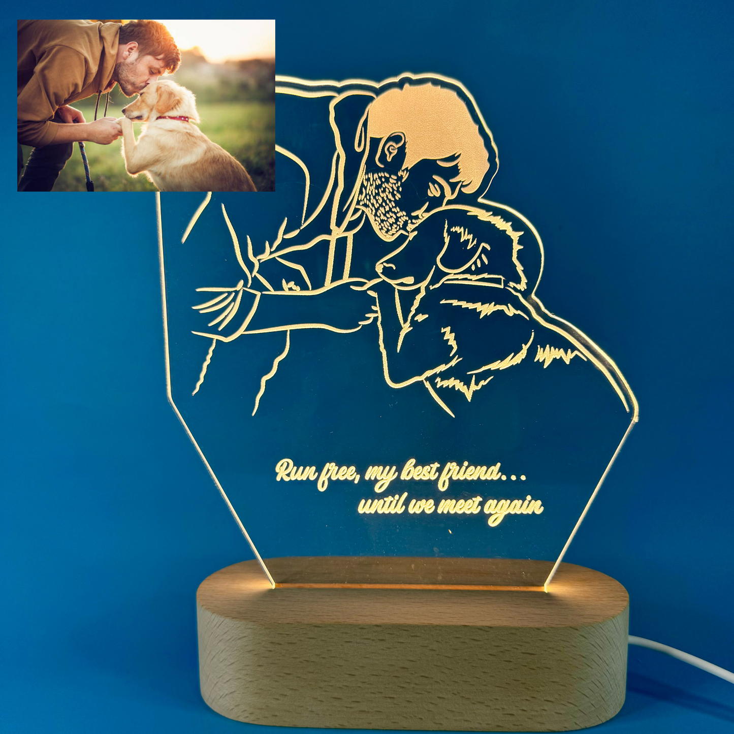 Custom LED Night Light for Pet Lovers – Personalized with Your Pet's Photo & Name!