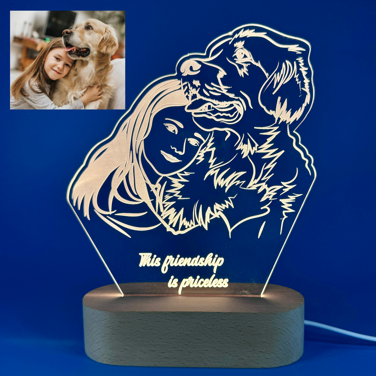 Custom LED Night Light for Pet Lovers – Personalized with Your Pet's Photo & Name!