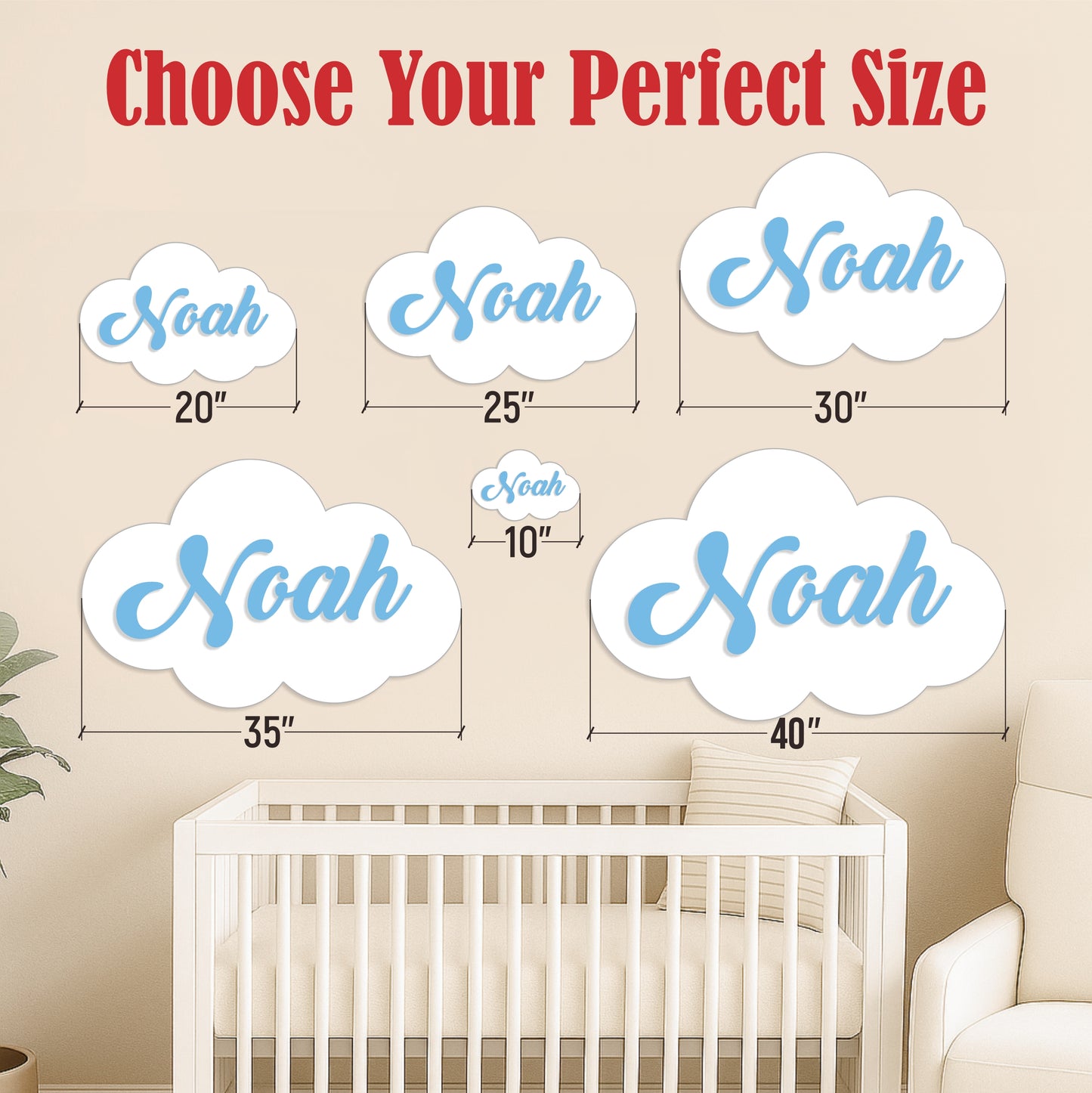 Cloud with Stars Wooden Wall Sign – Personalized Name Kids Room Décor