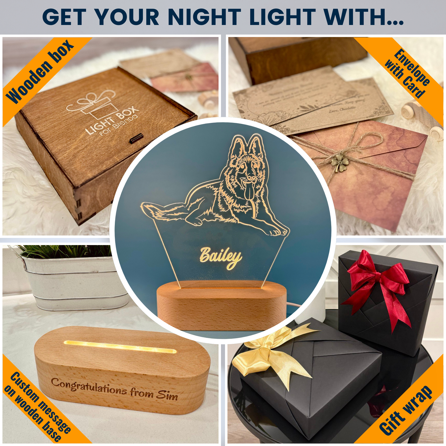 Custom LED Night Light for Pet Lovers – Personalized with Your Pet's Photo & Name!