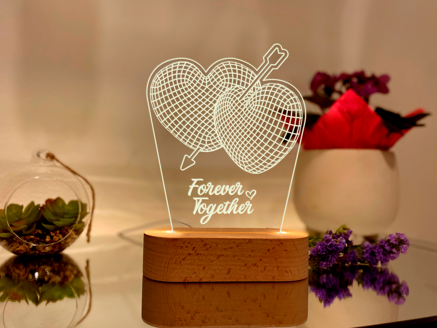 Forever Together Hearts Night Light for Lovers