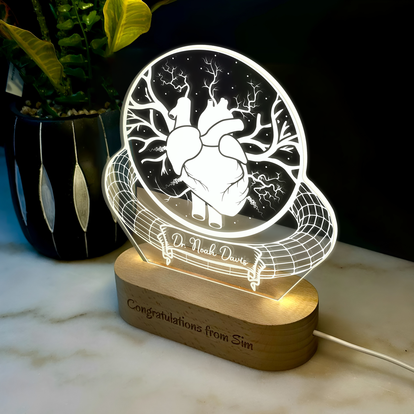 Custom Award | Gift | Nightlight for Cardiologist