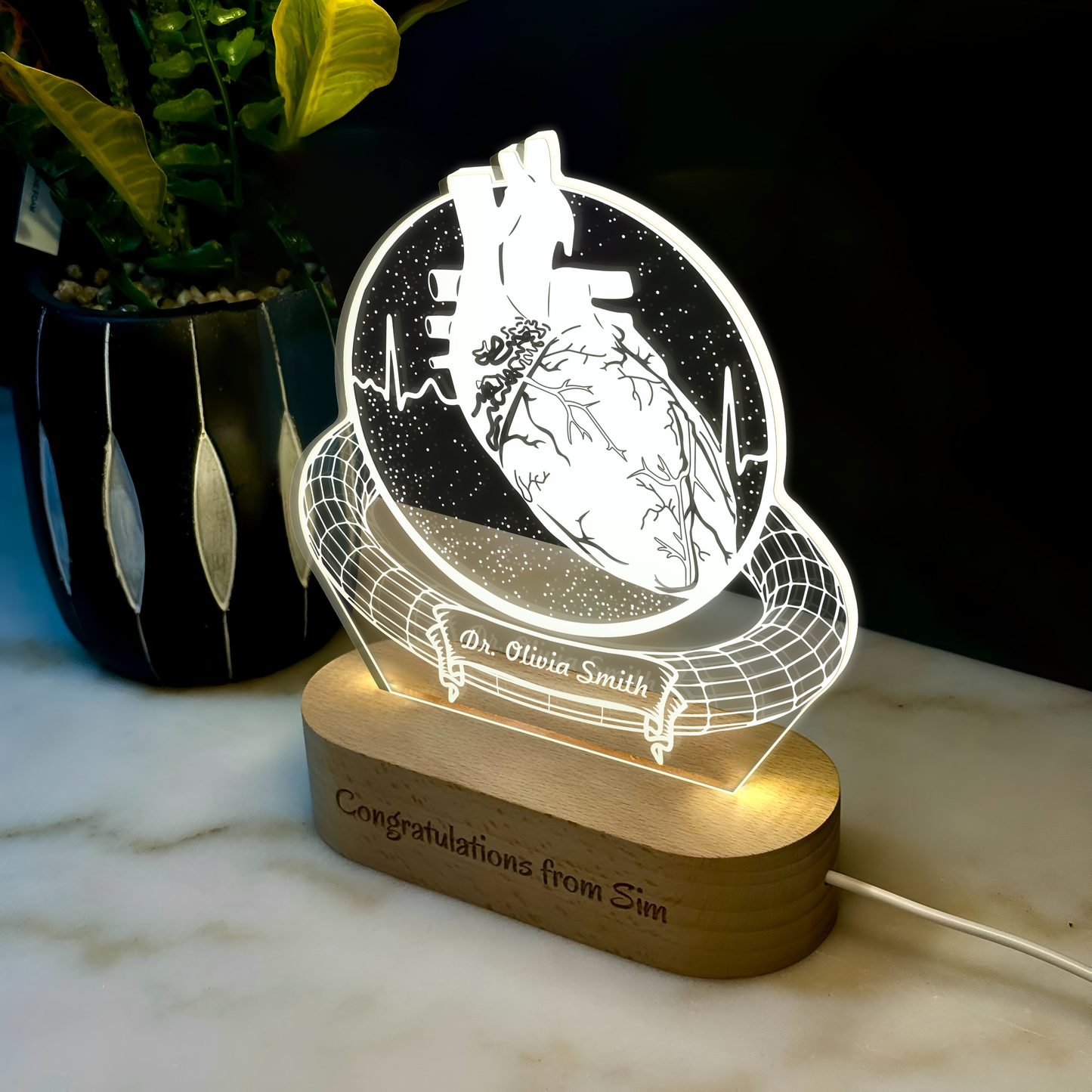 Custom Award | Gift | Nightlight for Cardiologist