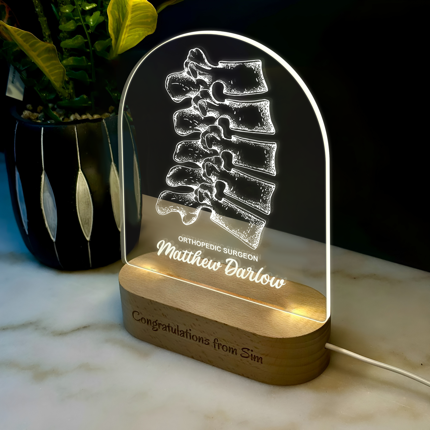 Custom Award | Gift | Nightlight for Orthopedic Surgeon