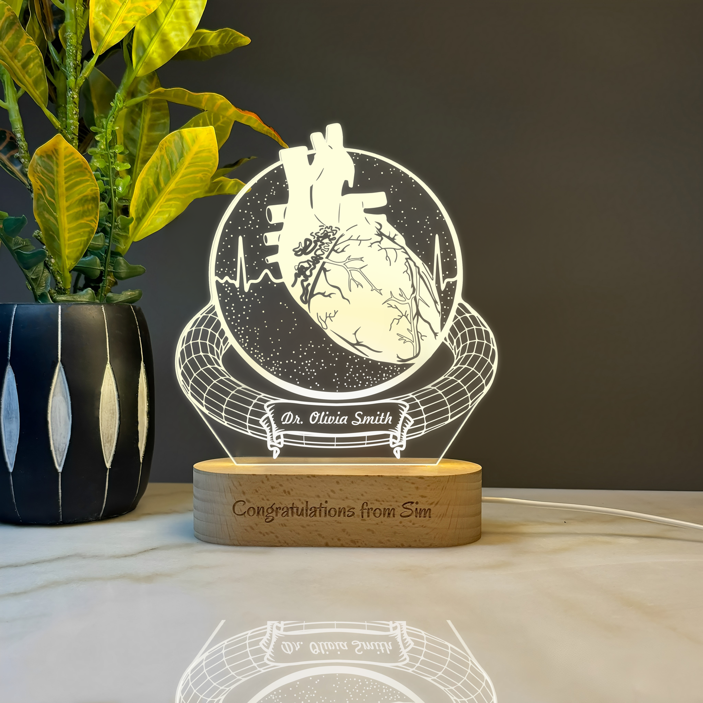 Custom Award | Gift | Nightlight for Cardiologist