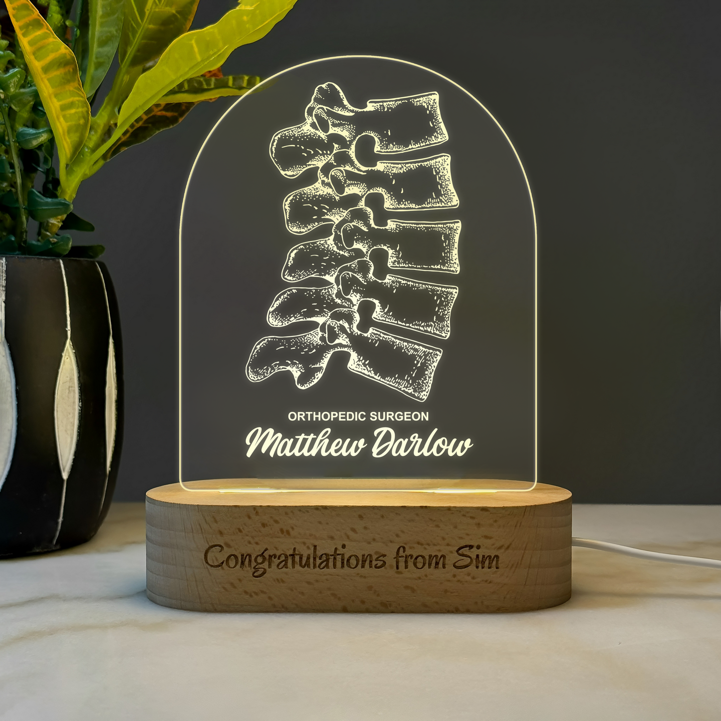 Custom Award | Gift | Nightlight for Orthopedic Surgeon