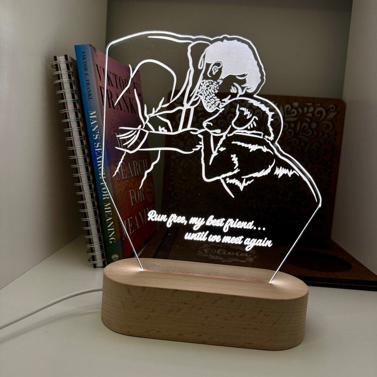 Custom LED Night Light for Pet Lovers – Personalized with Your Pet's Photo & Name!