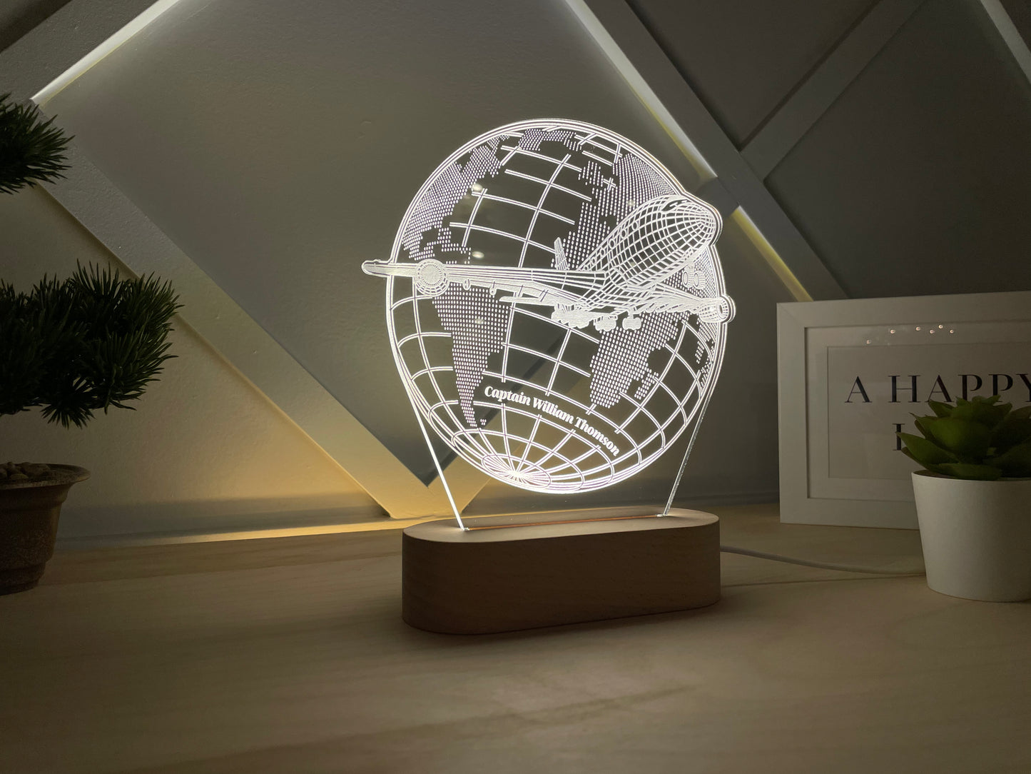 Airplane Custom Award, a gift for a pilot, a custom lamp for an airplane captain