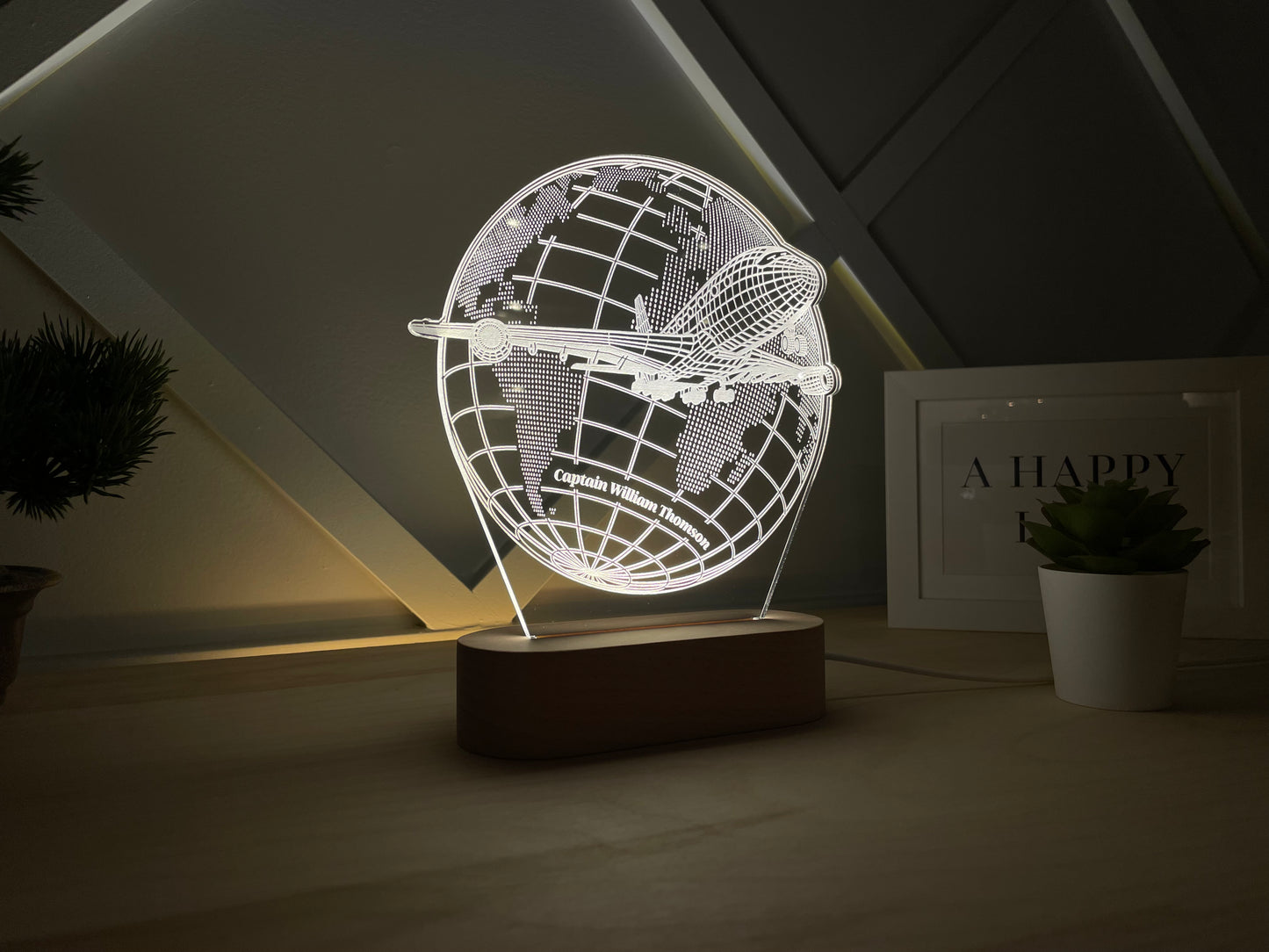 Airplane Custom Award, a gift for a pilot, a custom lamp for an airplane captain