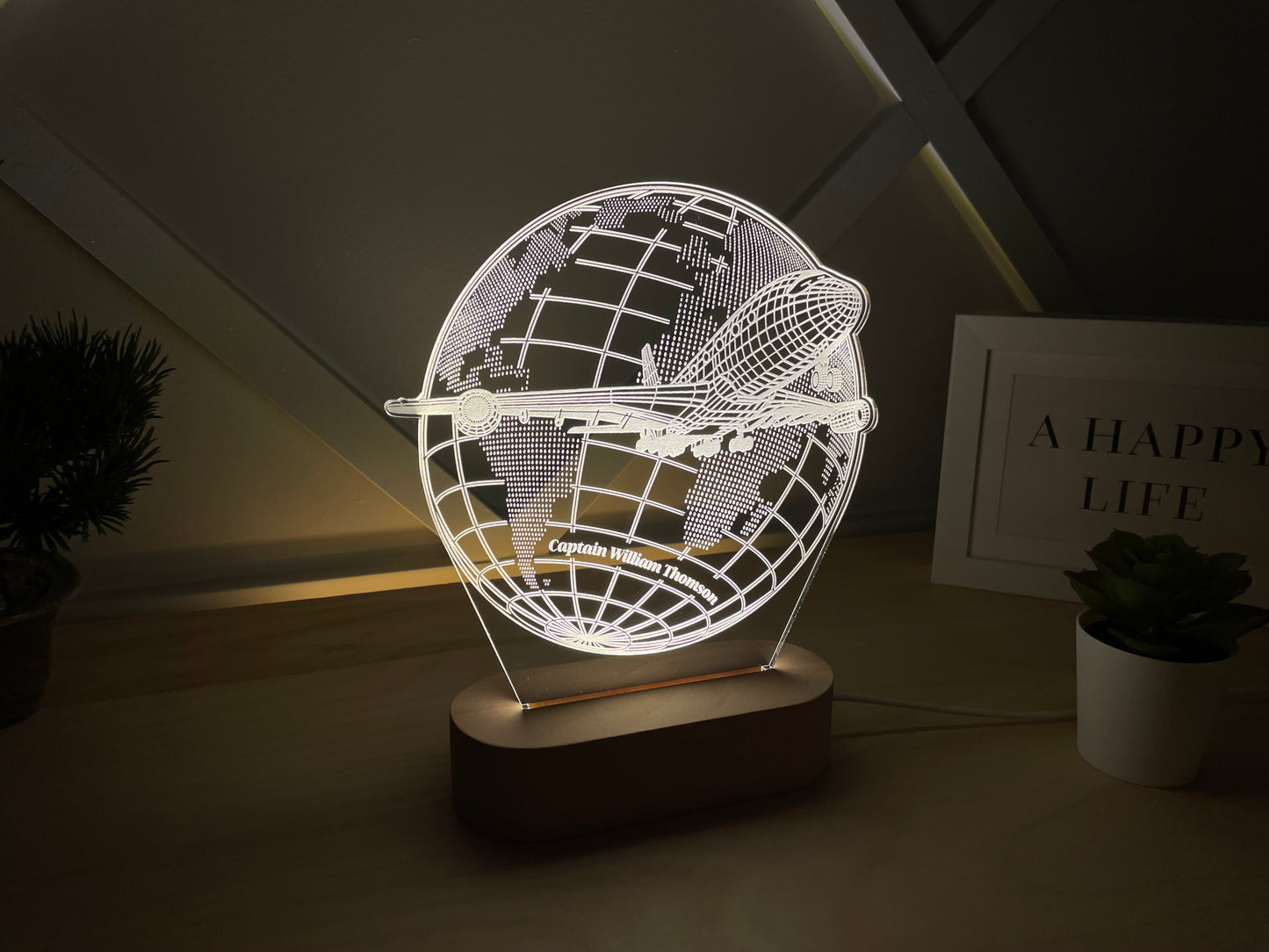 Airplane Custom Award, a gift for a pilot, a custom lamp for an airplane captain