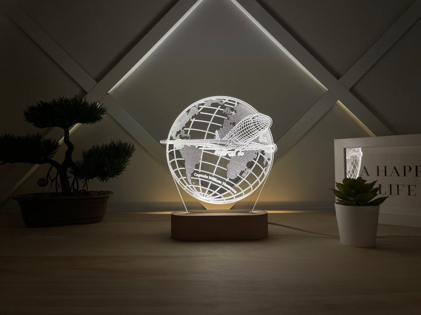 Airplane Custom Award, a gift for a pilot, a custom lamp for an airplane captain