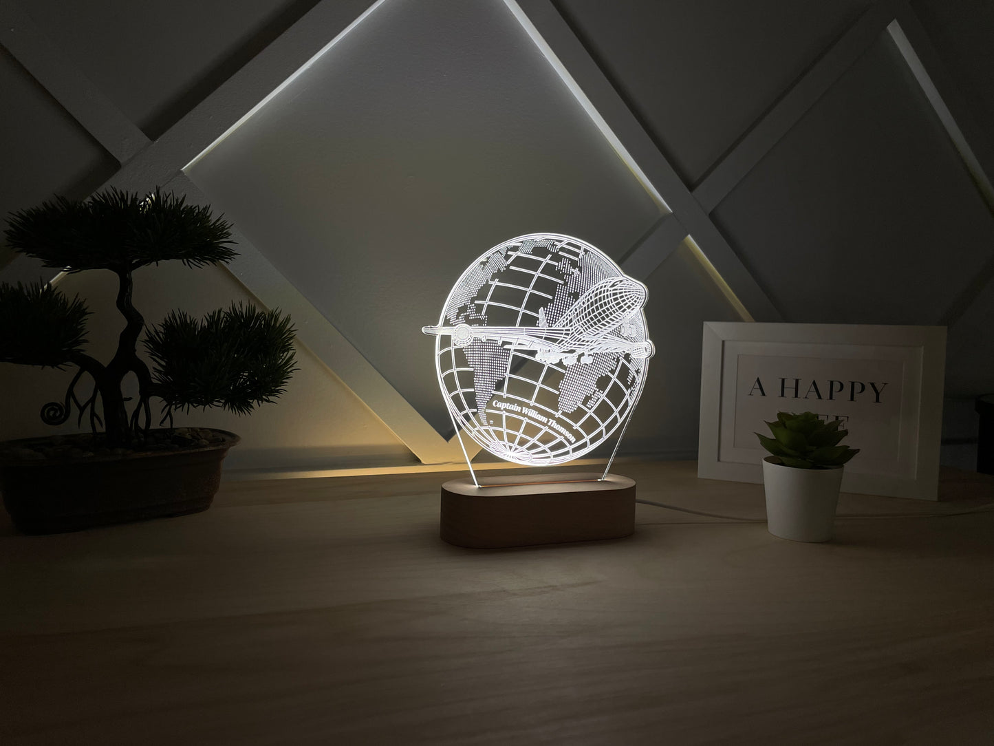 Airplane Custom Award, a gift for a pilot, a custom lamp for an airplane captain