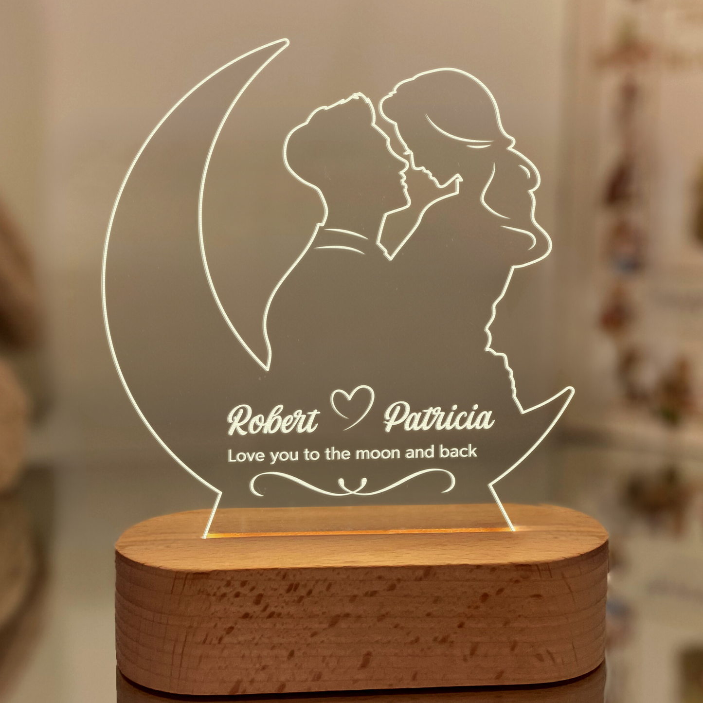 Personalized Moon Couple Night Light - Gift for Lovers