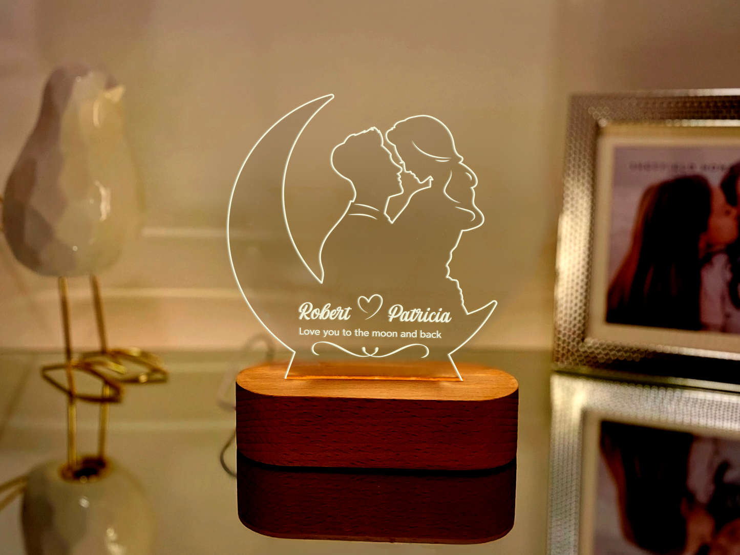 Personalized Moon Couple Night Light - Gift for Lovers