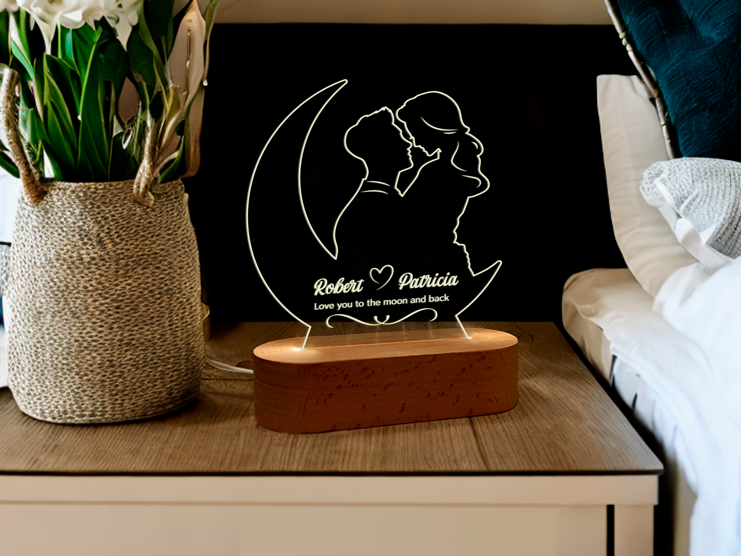 Personalized Moon Couple Night Light - Gift for Lovers