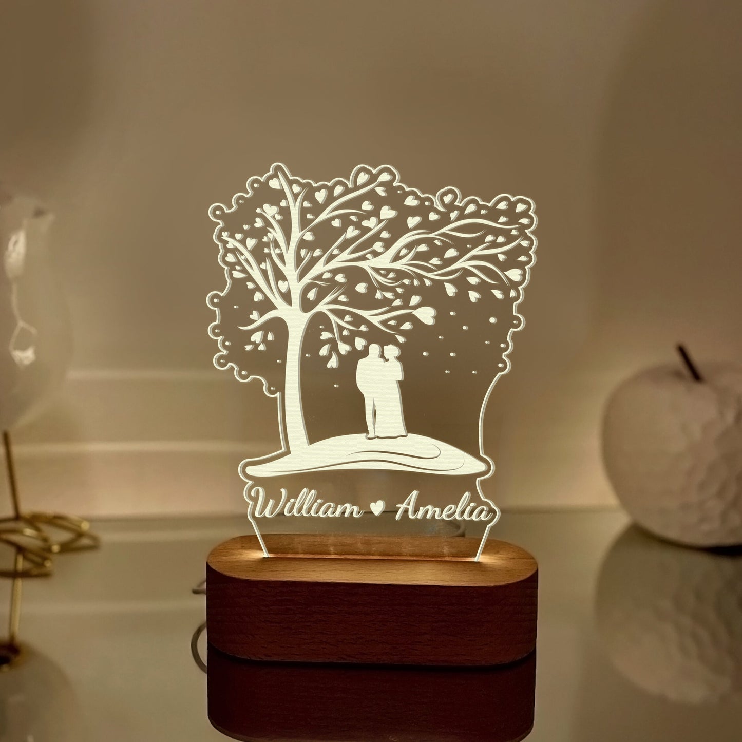 Romantic LED Night Light with Love Tree Design