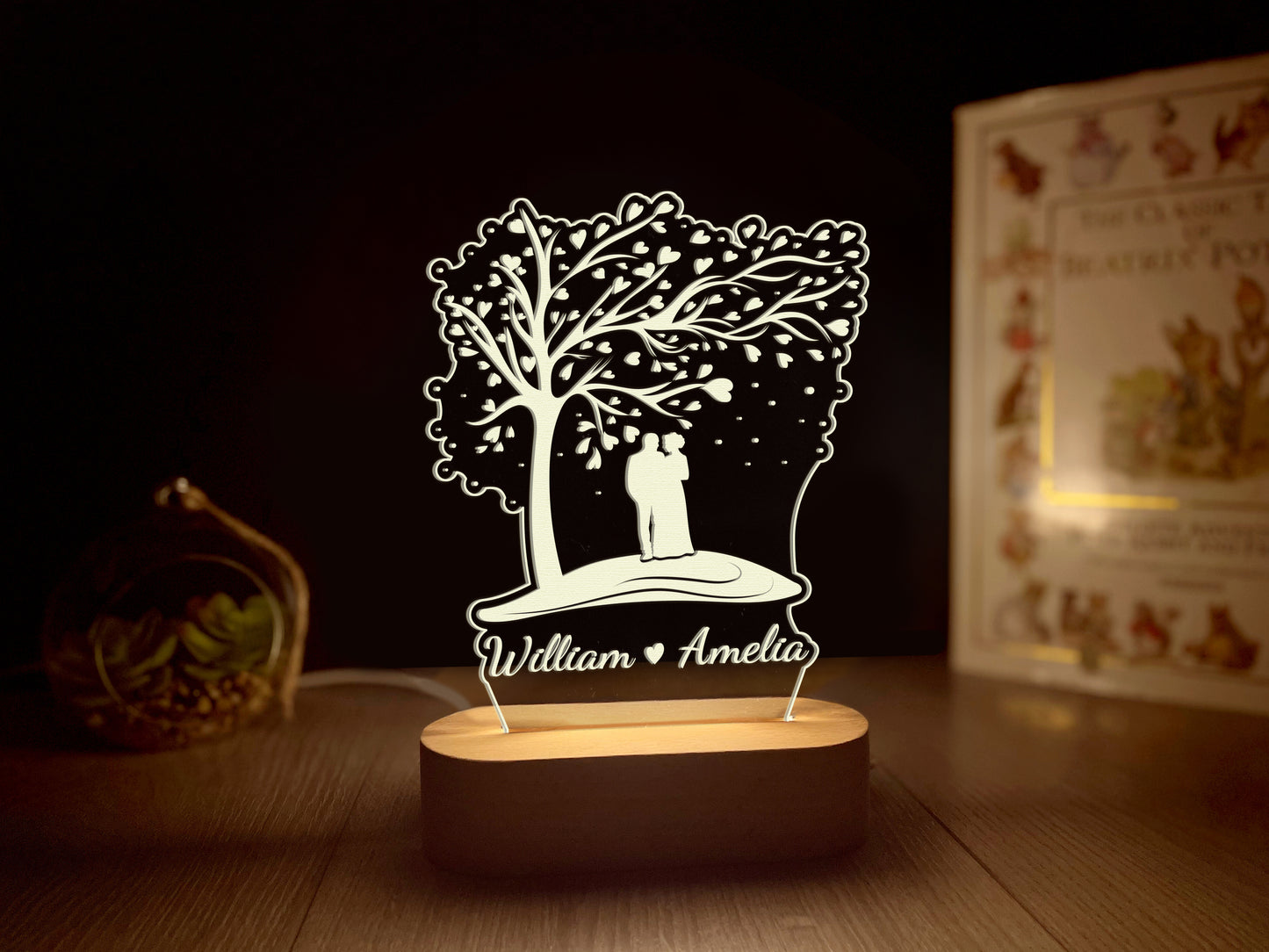 Romantic LED Night Light with Love Tree Design