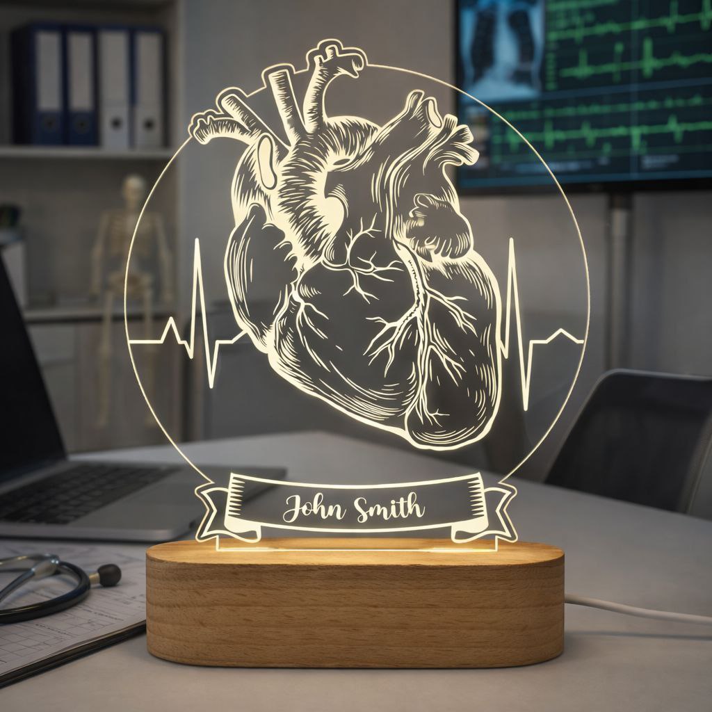 Custom decorative night light / Gift for a cardiologist.
