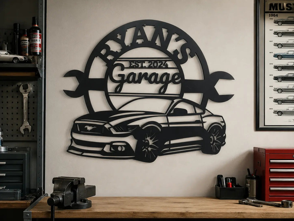Ford Mustang garage wall sign