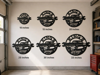 Garage wall sign size chart