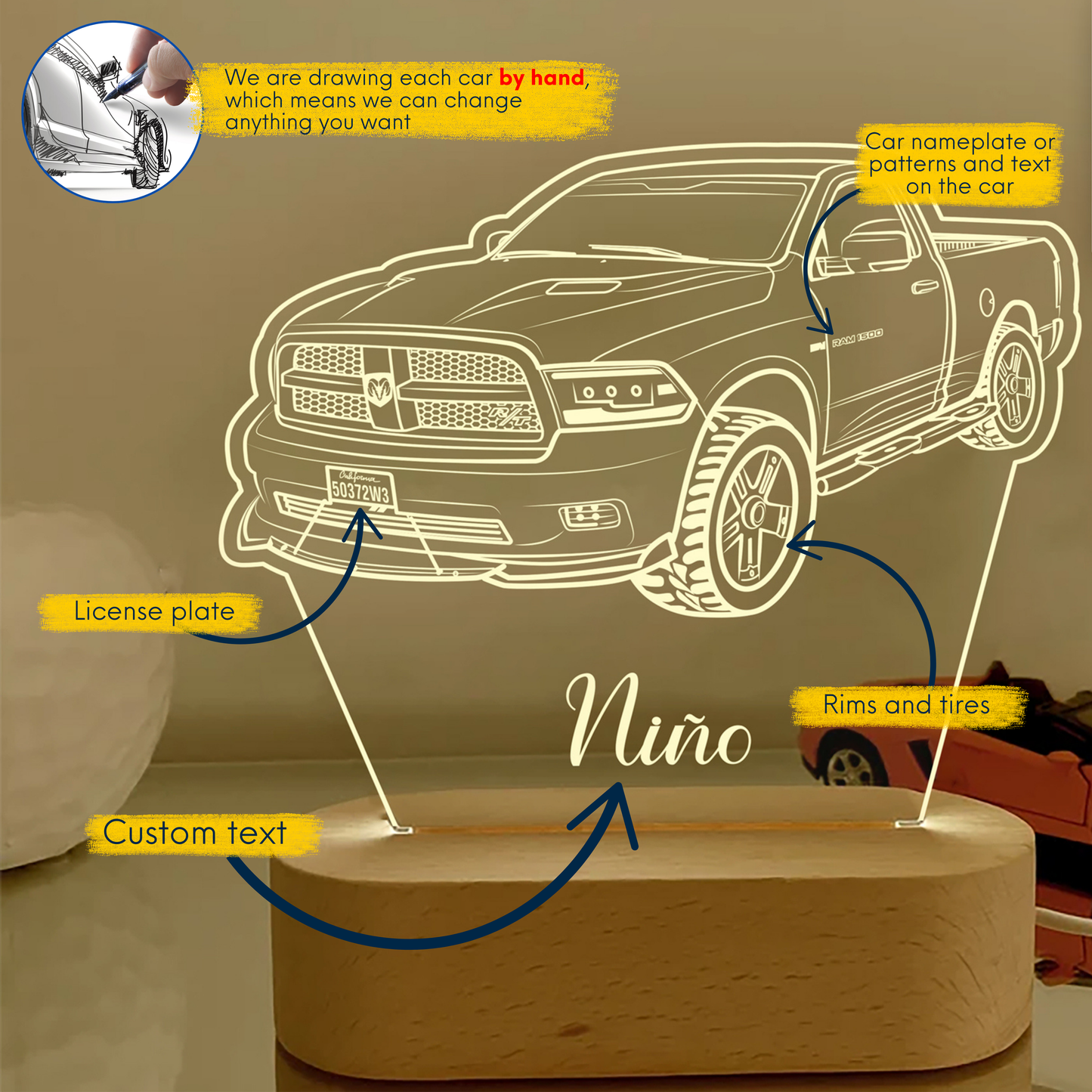 Custom display light for Car Lovers – Personalized with Your Favorite Car!