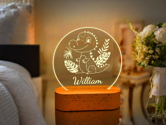 Personalized Cute Crocodile Night Light for Kids