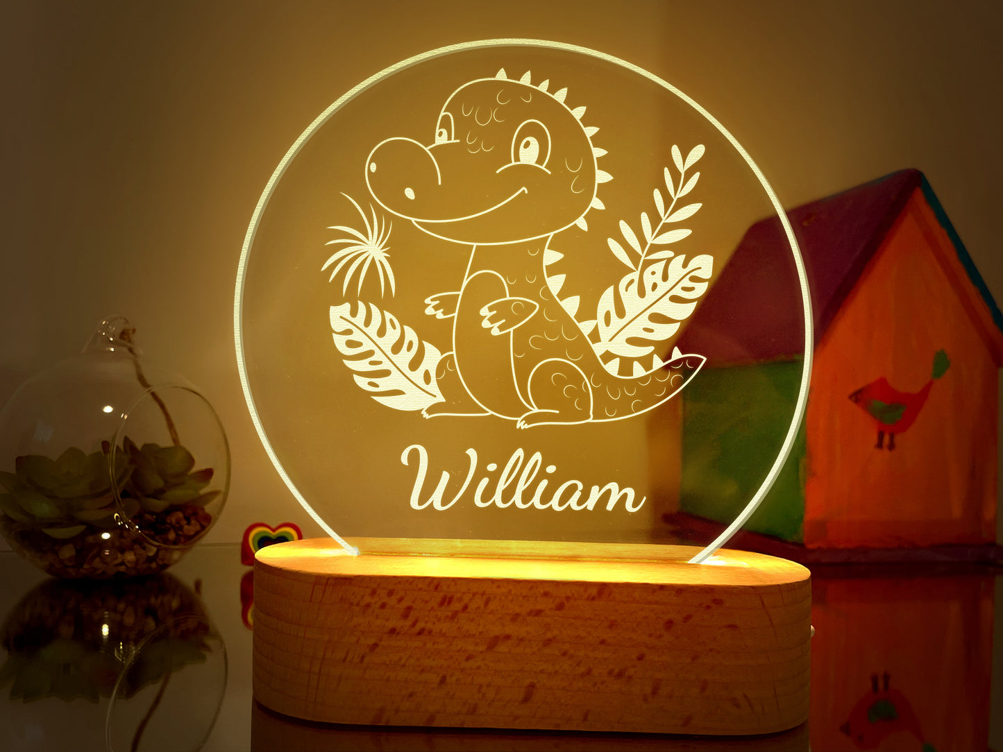 Personalized Cute Crocodile Night Light for Kids