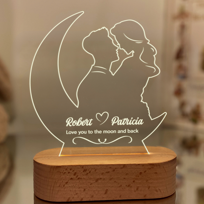 Personalized Moon Couple Night Light - Gift for Lovers