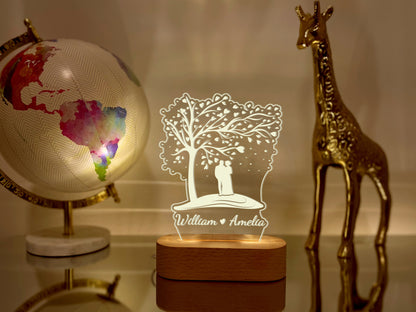 Romantic LED Night Light with Love Tree Design