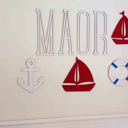 Nautical Kids Room Wall Décor – Custom Wooden Boats & Anchor Sign