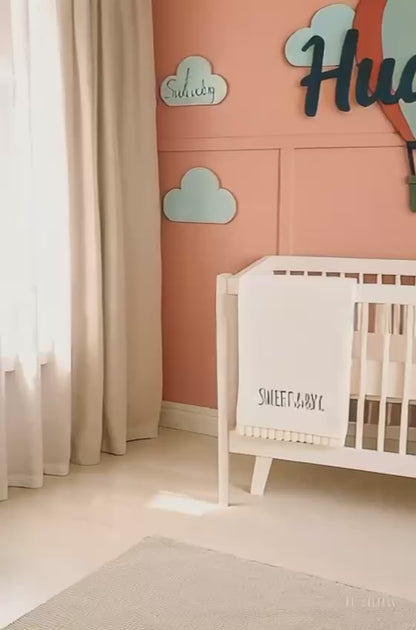 Hot Air Balloon #2 Wall Decor with Custom Name & Clouds – Kids Room Sign